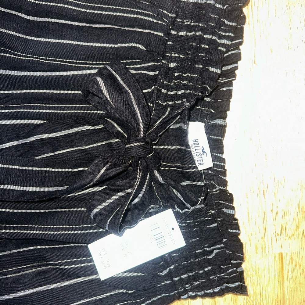 Hollister Black and White Striped High Waist Shorts